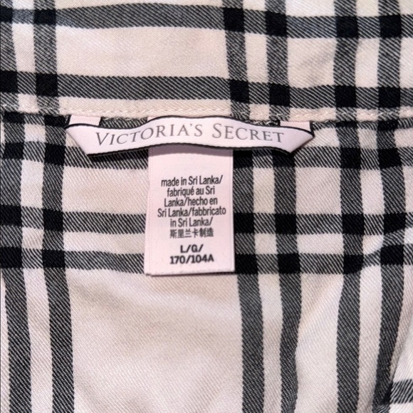 Victoria's Secret Cotton Flannel Pajama Set Long Sleeve Pink Black Plaid Sz L - Picture 12 of 16